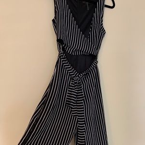 Wide leg blue striped playsuit